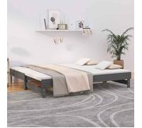 vidaXL Lit coulissant Gris 2x(80x200) cm Bois de pin massif