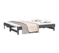 vidaXL Lit Coulissant Lit de Jour Lit d'Invité Sommier à Lattes Meuble de Chambre à Coucher Salon Intérieur Gris 2X(80x200) cm Bois de Pin Massif