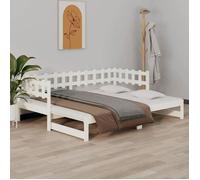 vidaXL Lit Coulissant Lit de Jour Canapé-lit Cadre de Lit d'Invité Lit d'Appoint Canapé de Salon Chambre Blanc 2x(90x190) cm 820777