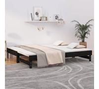 VIDAXL Lit coulissant sans matelas noir 2x(100x200) cm