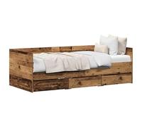 vidaXL Lit d'appoint Bois Ancien 90 x 190 cm Bois d'ingénierie | trois tiroirs intégrés pour garder tout en ordre, la finition bois récupéré donne un style spécial,