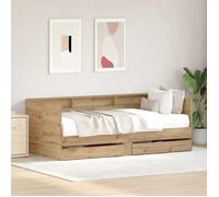 vidaXL Lit d'appoint Chêne Artisanal 90 x 200 cm Bois d'ingénierie, Cadre de lit Jour Compact, Design Moderne, Gain de Place, Meuble Polyvalent, Solution de Sommeil stylée