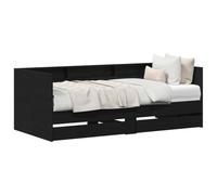 vidaXL Lit d'appoint Chêne Noir 100 x 200 cm Bois d'ingénierie, Cadre de lit Jour Compact, Design Moderne, Gain de Place, Meuble Polyvalent, Solution de Sommeil stylée