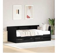 vidaXL Lit d'appoint 3334004 - 90 x 190 cm Chêne noir, bois d'ingénierie, avec tiroirs