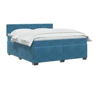 vidaXL Lit de Box Spring avec Matelas et LED Bleu 200 x 200 cm Velours | Éclairage polyvalent avec bande LED USB, réglage de la hauteur avec tête flexible, sensation équilibrée pour tous