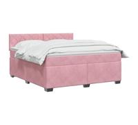 vidaXL Lit de Box Spring avec Matelas et LED Rose 140 x 200 cm Velours | Éclairage polyvalent avec bande LED USB, réglage de la hauteur avec tête flexible, sensation équilibrée pour tous