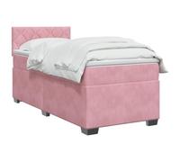 vidaXL Lit de Box Spring avec Matelas et LED Rose 90 x 200 cm Velours | Éclairage polyvalent avec bande LED USB, réglage de la hauteur avec tête flexible, sensation équilibrée pour tous