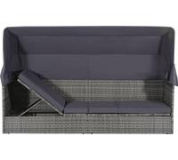 Lit de jardin - vidaXL - 205x62 cm - Résine tressée - Toit ouvrant - 2 personnes