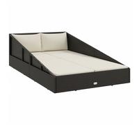 vidaXL Lit de jardin noir 110x200 cm Poly rotin