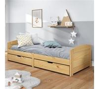 vidaXL Lit de jour avec 2 tiroirs IRUN 90x200 cm bois de pin massif, canapé-lit, canapé lit de jour, cadre de lit de jour, lit d'appoint, lit de nuit bois G