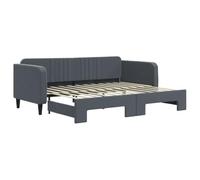 VidaXL Lit de Jour Avec Gigogne, Canapé-lit d'Invité, Meuble de Chambre à Coucher, Salle de Séjour, Moderne, Gris Foncé 90x200 cm Velours