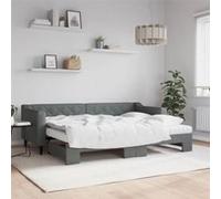 vidaXL Lit de jour avec gigogne et matelas gris foncé 80x200 cm tissu 3197440 Gris G