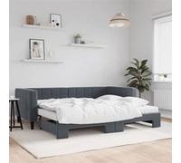 vidaXL Lit de jour avec gigogne et matelas gris foncé 90x200cm velours, canapé-lit, canapé-lit confortable, lit de jour 3196716 Gris