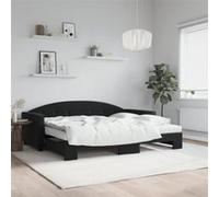 vidaXL Lit de jour avec gigogne et matelas noir 90x190 cm velours 3197340 Noir G