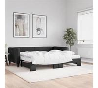 vidaXL Lit de jour avec gigogne et matelas noir 90x200 cm tissu 3196598 Noir G