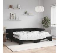 vidaXL Lit de jour avec gigogne et matelas noir 90x200 cm velours 3197799 Noir G