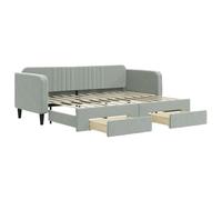 VidaXL Lit de Jour Avec Gigogne et Tiroirs, Canapé-lit Avec Rangement, Meuble de Chambre Salon Moderne, Gris Clair 80x200cm Velours