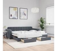 vidaXL Lit de jour 3196978 avec gigogne et tiroirs, sans matelas 90x200 cm