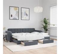 vidaXL Lit de jour avec gigogne et tiroirs gris foncé 80x200cm velours