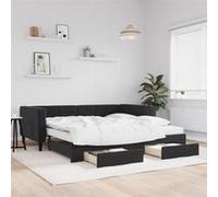 vidaXL Lit de jour avec gigogne et tiroirs noir 100x200 cm velours 3196774 Noir G