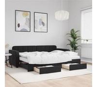 vidaXL Lit de jour avec gigogne et tiroirs noir 80x200 cm velours
