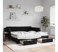 vidaXL Lit de jour avec gigogne et tiroirs noir 90x190 cm velours 3197150 Noir G
