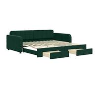 vidaXL Lit de jour gigogne canapé-lit moderne avec tiroirs 100x200 cm Velours Vert foncé