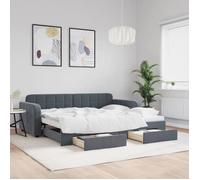 vidaXL Lit de jour 3196978 avec gigogne et tiroirs, sans matelas 90x200 cm