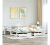 vidaXL Lit de jour avec gigogne et tiroirs sans matelas blanc 80x200cm 3302149 Blanc G