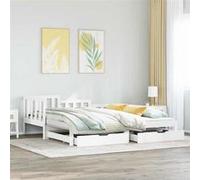 vidaXL Lit de jour avec gigogne et tiroirs sans matelas blanc 90x190cm 3302224 Blanc G