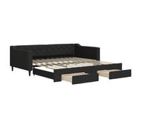 vidaXL Lit de Jour avec gigogne et tiroirs sans Matelas Noir 100x200cm