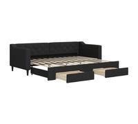 vidaXL Lit de jour avec gigogne et tiroirs Canapé‑lit Tissu Noir 80x200 cm