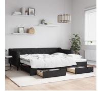 vidaXL Lit de jour / Canapé-lit avec tiroirs et rangement, Moderne Noir 90x200 cm Tissu