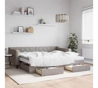 vidaXL Lit de jour avec gigogne et tiroirs taupe 90x200 cm tissu 3197483 Gris G