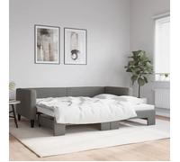 vidaXL lit Canapé-lit Gigogne Gris Foncé 90x200 Tissu, Confortable