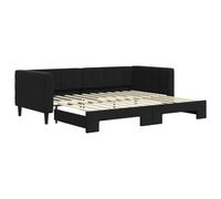 vidaXL Lit de jour avec lit gigogne Velours Noir 90x200 cm sans matelas