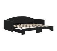 vidaXL Lit de Jour avec gigogne sans Matelas Noir 90x200 cm