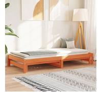 vidaXL Lit de Jour avec Lit Gigogne, Canapé-lit, Lit d’Invité, Meuble de Chambre à Coucher Intérieur, Moderne, Cire Marron 80x200 cm Pin Massif