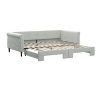 vidaXL Lit de Jour avec Lit Gigogne, Canapé-lit, Lit d'Invité, Meuble de Chambre à Coucher Salle de Séjour, Moderne, Gris Clair 100x200 cm Velours