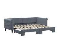 vidaXL Lit de Jour avec Lit Gigogne, Canapé-lit, Lit d'Invité, Meuble de Chambre à Coucher Salle de Séjour, Moderne, Gris Foncé 90x200 cm Velours