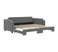 vidaXL Lit de Jour avec Lit Gigogne, Canapé-lit, Lit d'Invité, Meuble de Chambre à Coucher Salle de Séjour, Moderne, Gris Foncé 90x200 cm Tissu