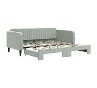 vidaXL Lit de Jour avec Lit Gigogne, Canapé-lit, Lit d'Invité, Meuble de Chambre à Coucher Salon, Moderne, Gris Clair 100x190 cm Velours