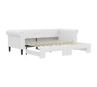 vidaXL Lit de Jour avec Lit Gigogne, Canapé-lit, Lit d'Invité, Meuble de Chambre à Coucher Salon, Moderne, Blanc 90x200 cm Similicuir
