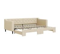 vidaXL Lit de Jour avec lit gigogne crème 80x200 cm Tissu, canapé-lit, canapé-lit Confortable, lit de Jour gigogne, lit d'appoint