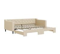 vidaXL Lit de Jour avec lit gigogne crème 90x200 cm Tissu, canapé-lit, canapé-lit Confortable, lit de Jour gigogne, lit d'appoint