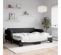 vidaXL Lit de jour avec lit gigogne et matelas noir 80x200 cm tissu