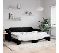 vidaXL Lit de jour avec lit gigogne et matelas noir 80x200 cm tissu