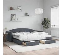 vidaXL Lit de Jour avec Lit Gigogne et Tiroirs, Canapé-lit avec Rangement, Lit d'Invité, Meuble de Chambre Salon, Moderne, 3197374 Gris