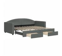 vidaXL Lit de Jour avec Lit Gigogne et Tiroirs, Canapé-lit avec Rangement, Lit d'Invité, Meuble de Chambre à Coucher Salon, Moderne, Gris Foncé 90x190 cm Tissu