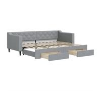 vidaXL Lit de jour avec gigogne et tiroirs gris clair 80x200 cm tissu 3197457 Gris G